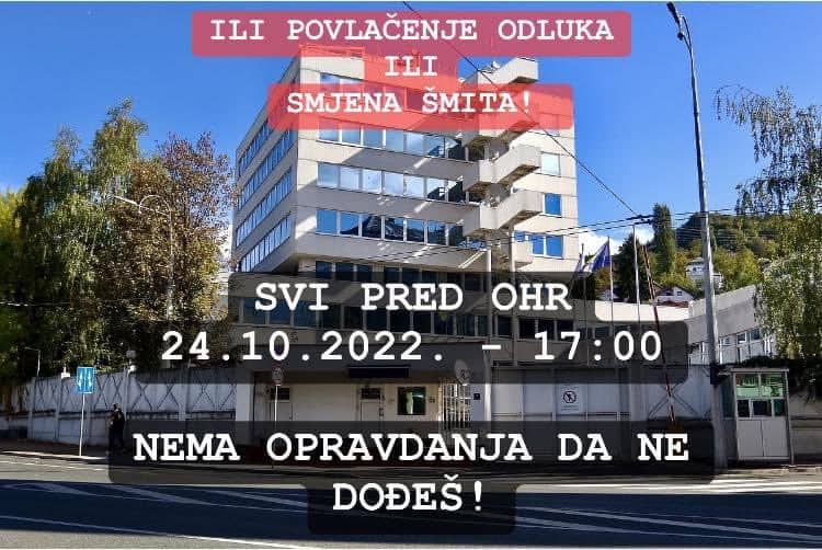 Danas protesti pred OHR-om: Neka Schmidt povuče odluku ili ostavka!
