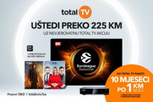 Izaberite svoj Total TV paket za samo 1 KM mjesečno u prvih deset mjeseci i uštedite više od 225 KM!