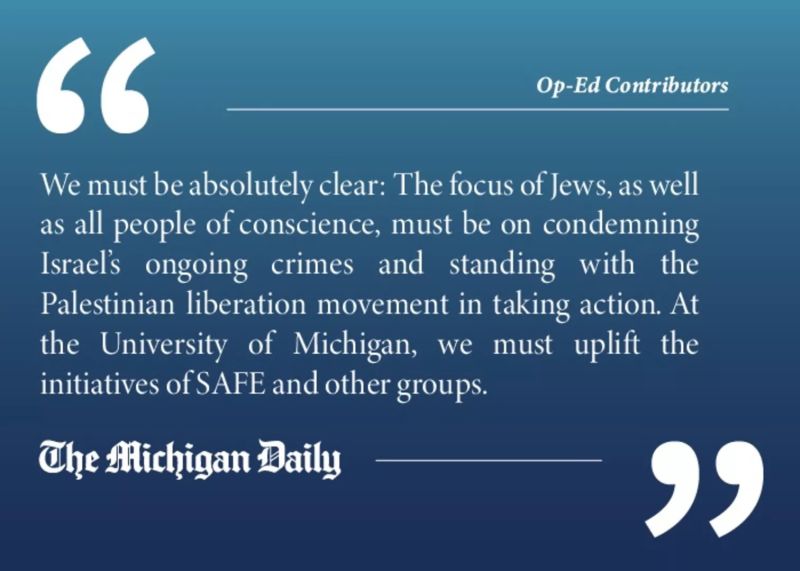 The Michigan Daily: Kao Jevreji se odlučno protivimo cionizmu