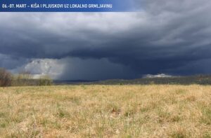 Srijeda i četvrtak: Kiša i pljuskovi uz lokalnu grmljavinu